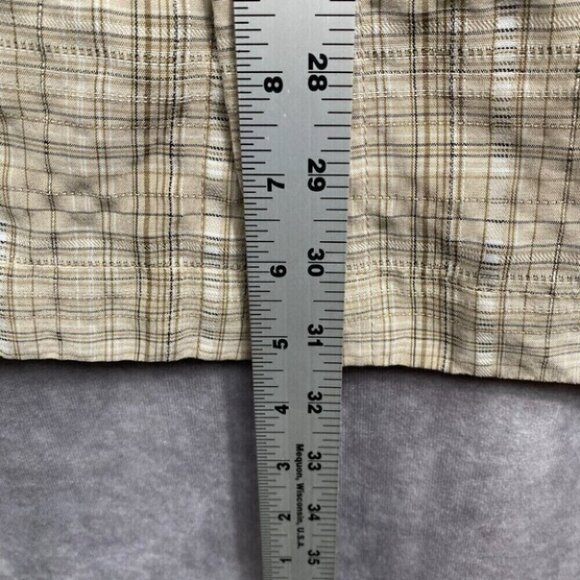 Gander Mountain Shirt Mens Large Tan Plaid Textured Modal Blend Cool Lightweight - Picture 7 of 10